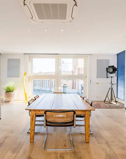 side view on vintage furniture and table